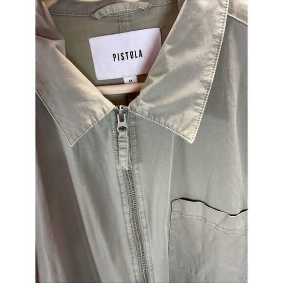 Pistola Pistachio Green Jumpsuit‎ zip front Size M military poplin short sleeve - Picture 7 of 16